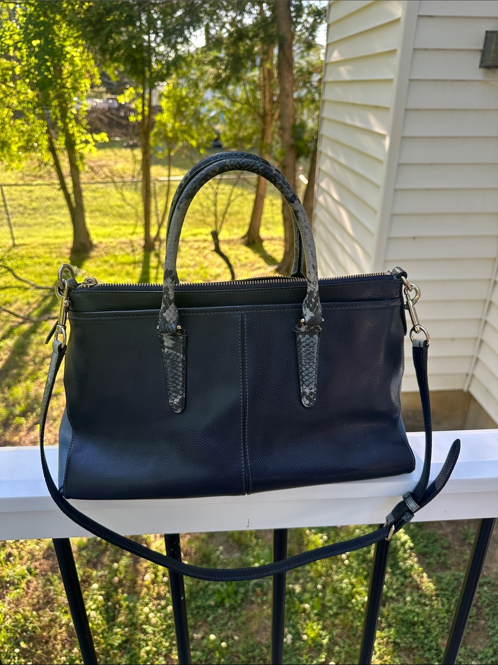 Coach Morgan Satchel in Exotic Trim Leather (Coach F35887) - Picture 5 of 16